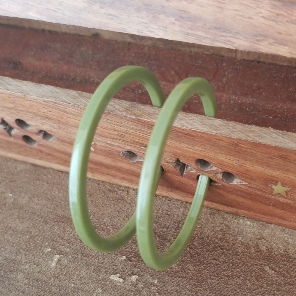 Army Green Acrylic Hoop Earrings